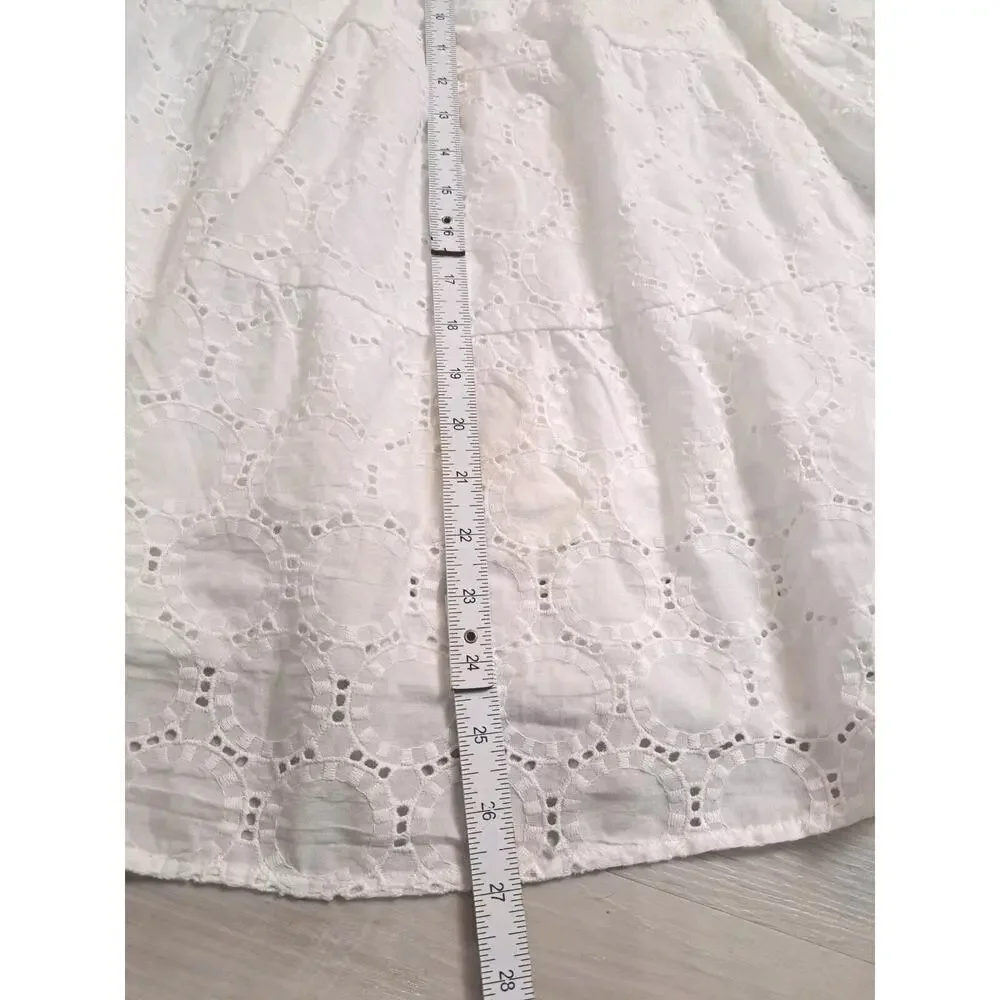 Bardot Womens 6 Babydoll Dress Sofia Eyelet Mini White Revolve Lace Off Shoulder - Picture 6 of 12